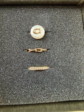 Coach Gold and Pearl Accent Ring Trio